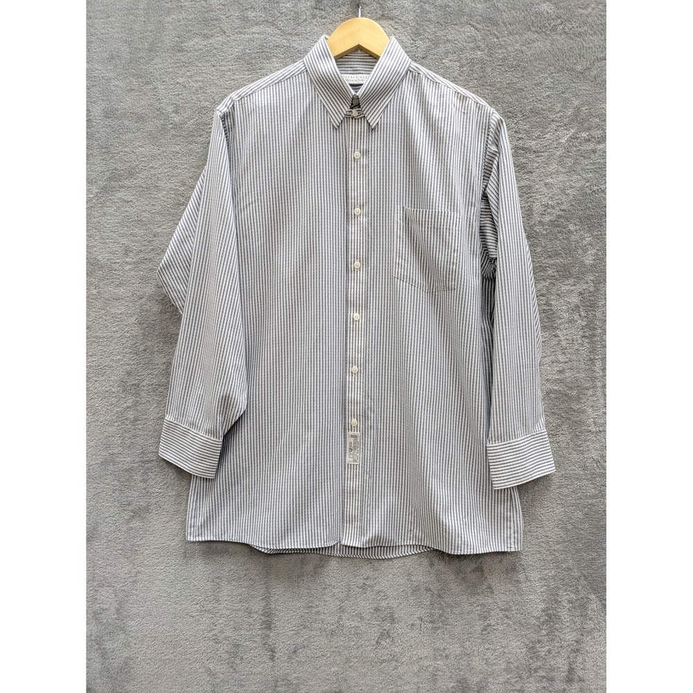 Classic Striped Button Down Shirt Mens 16 32/33 Geoffrey Beene Wrinkle Free